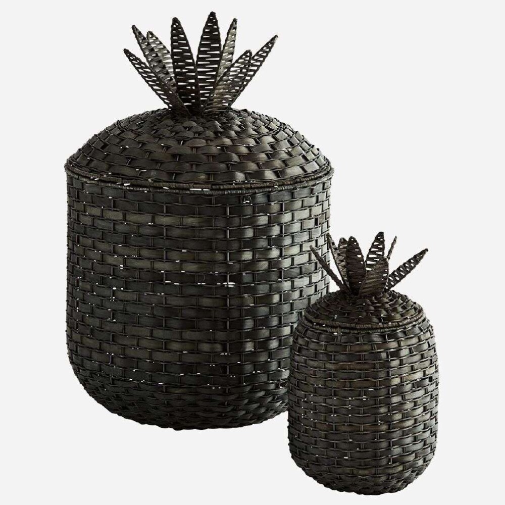 MADAM STOLTZ - ANANAS KURV - Black 46x56 cm