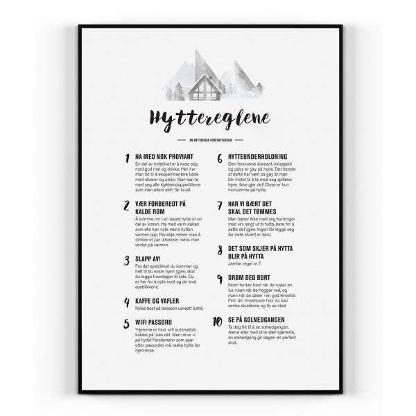 HAPPY STAR - PLAKAT HYTTEREGLENE - 30x40