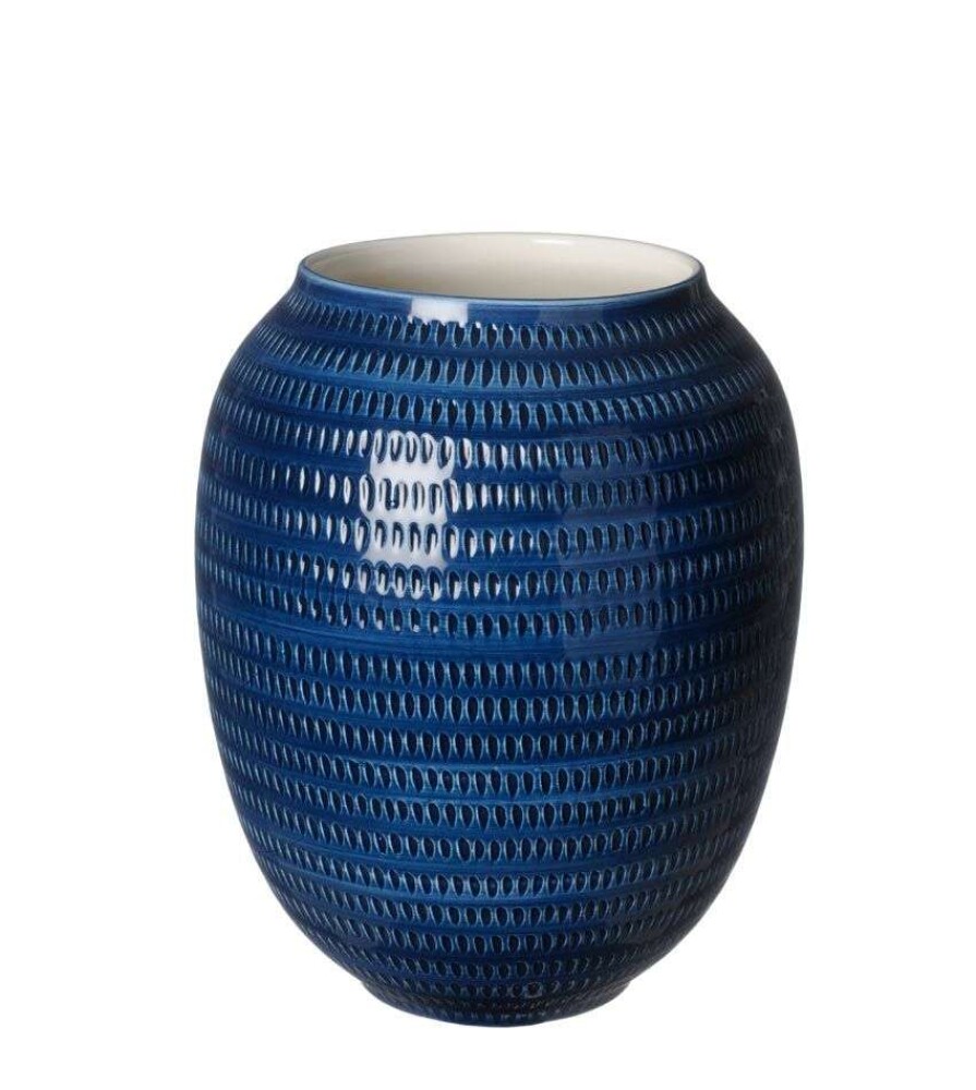 BRUKA - VASE RICE - Nattblå 15x20 cm