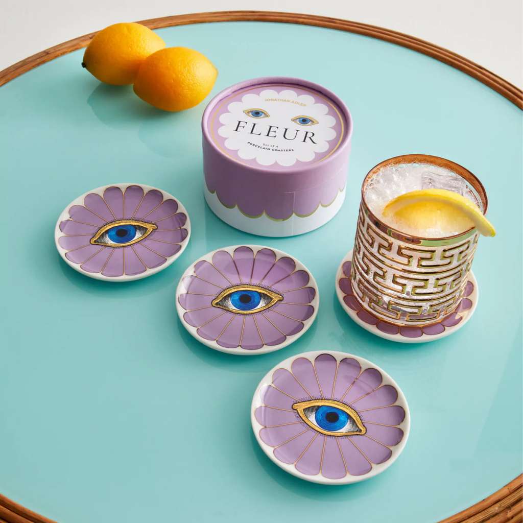 JONATHAN ADLER - FLEUR COASTERS LILLA 4pk